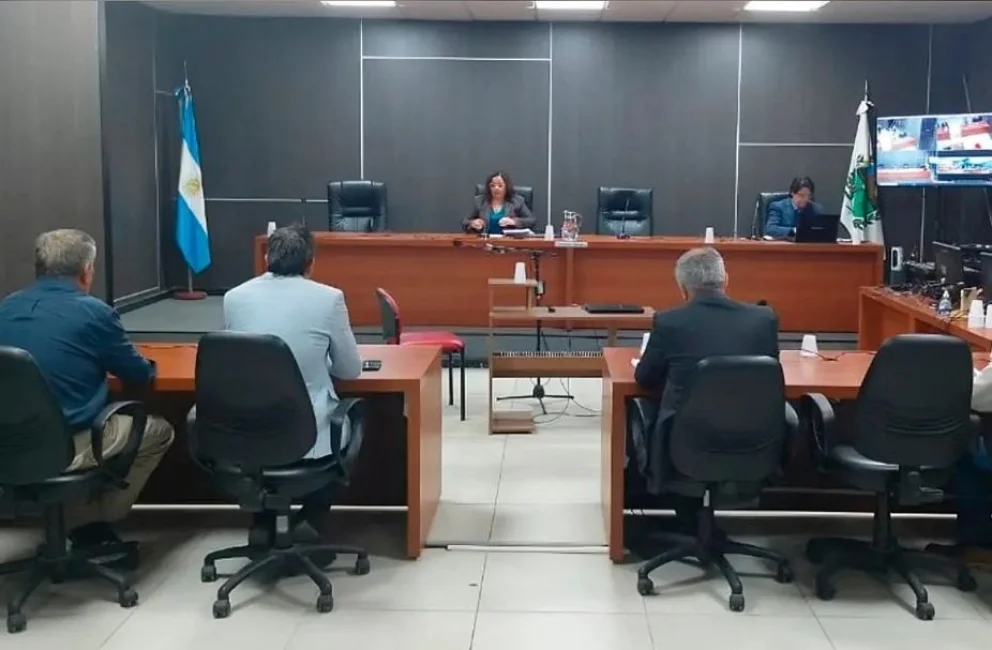 La audiencia que se realizó este lunes en los Tribunales de Villa Mercedes.
