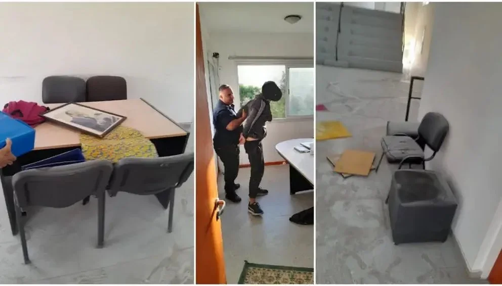 Así quedaron las instalaciones del edificio. Encontraron al responsable de los destrozos. 
