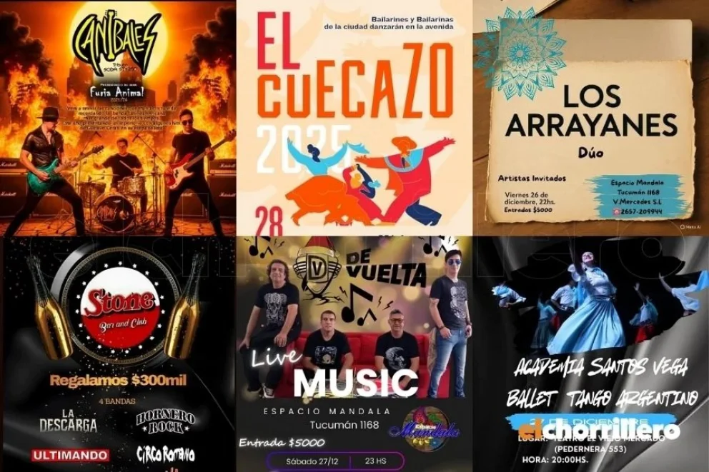 Cuecazo, tributo a Soda Stereo y shows en vivo para este fin de semana en Villa Mercedes