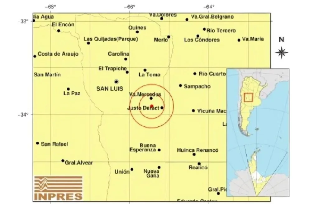 Se registró un sismo de 2.8 de magnitud en Villa Mercedes.

