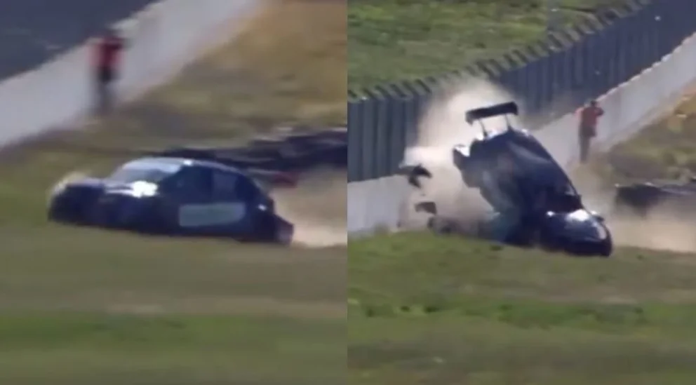 Impactante accidente en el TC 2000: se despistó, chocó contra un muro y terminó volcando
