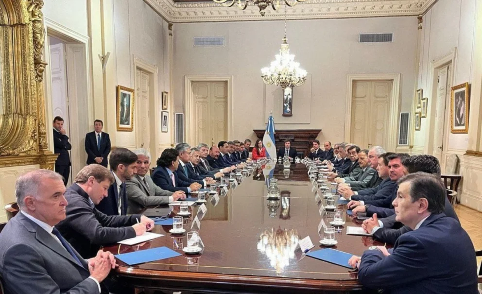 Imagen de la última reunión que Milei mantuvo con los Gobernadores